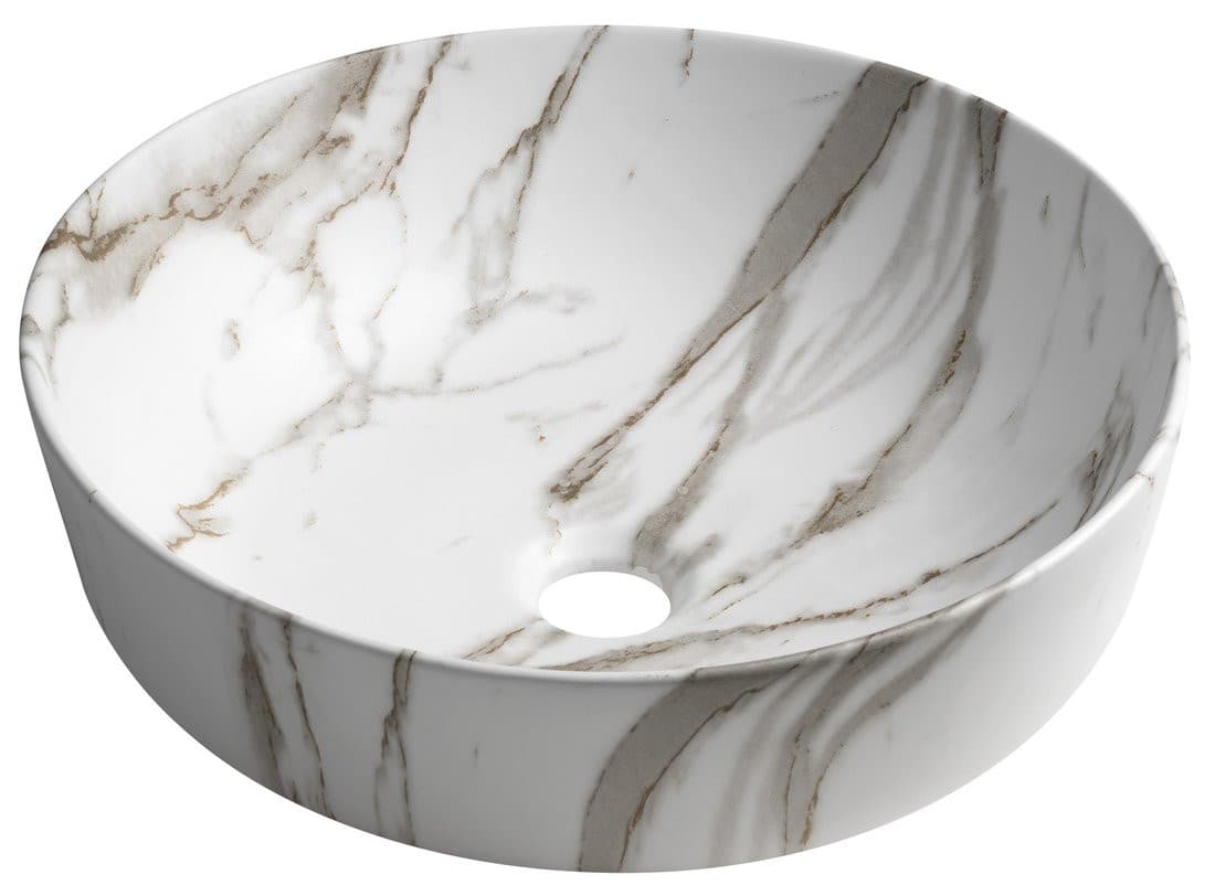 RONDEA umywalka ceramiczna nablatowa średnica 41cm, bianco carrara