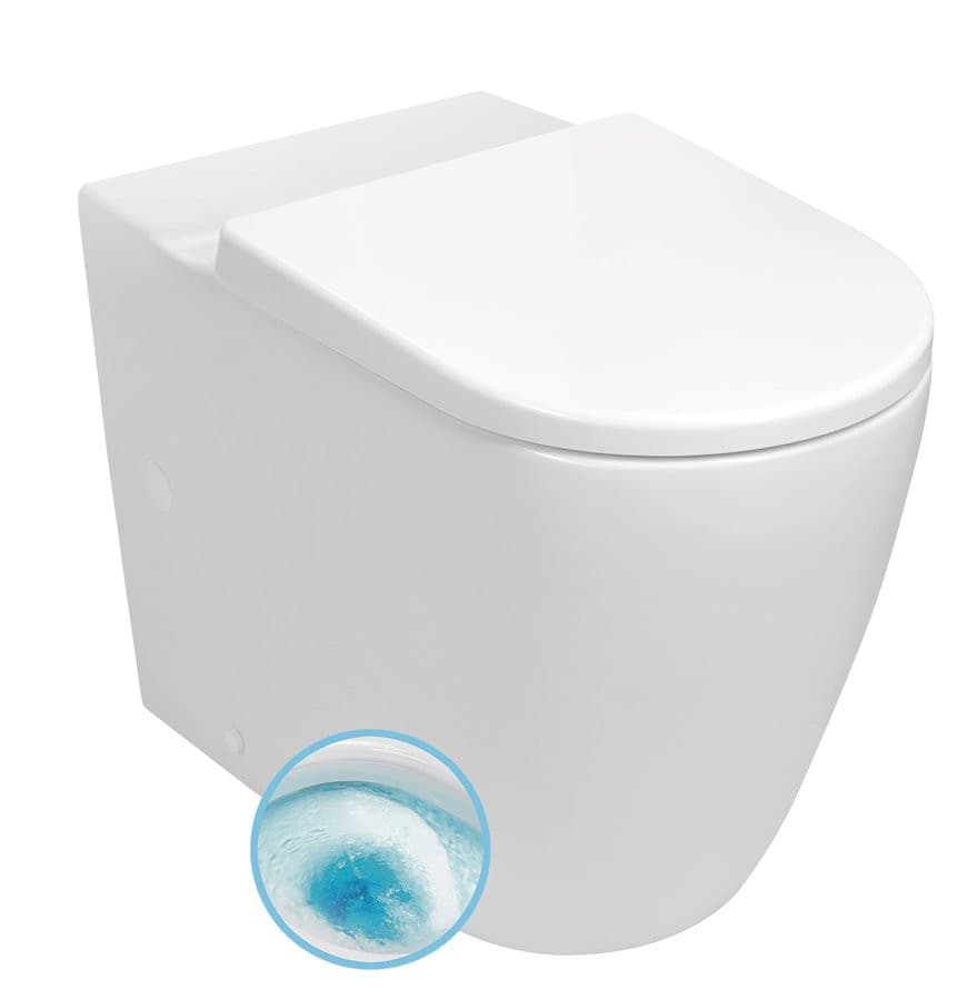 TURKU WC kombi miska, Vortex Rimless, podwyższona siedzisko 64x38cm, odpływ dolny/tylny, biały