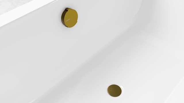 Zestaw wannowy z odpływem, mechanizmem bovdena, długość 600mm, korek 72mm, złoto mat