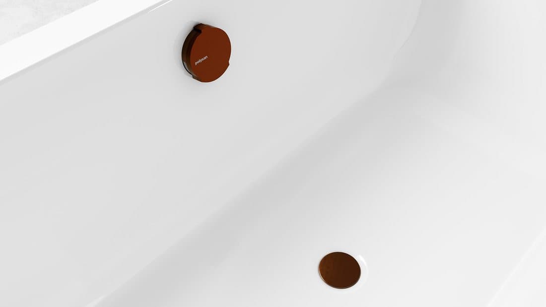 Zestaw wannowy z odpływem, mechanizmem bovdena, długość 800mm, korek 72mm, miedź mat