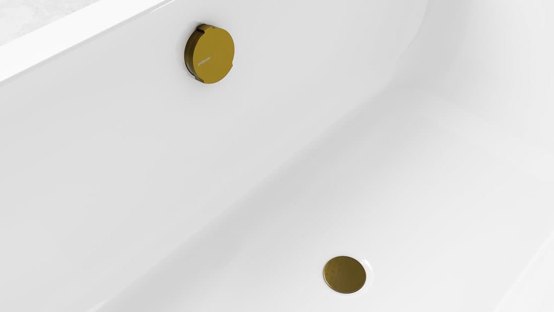 Zestaw wannowy z odpływem, mechanizmem bovdena, długość 1200mm, korek 72mm, złoto mat