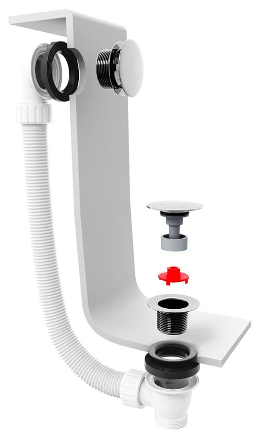 Zestaw wannowy bez napływu, system „click-clack”, długość 1200mm, korek 72mm, złoto