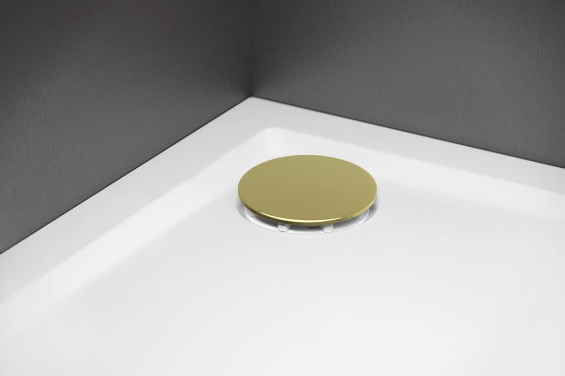 Syfon do brodzików, średnica 90mm, DN40, niski, maskownica złoto