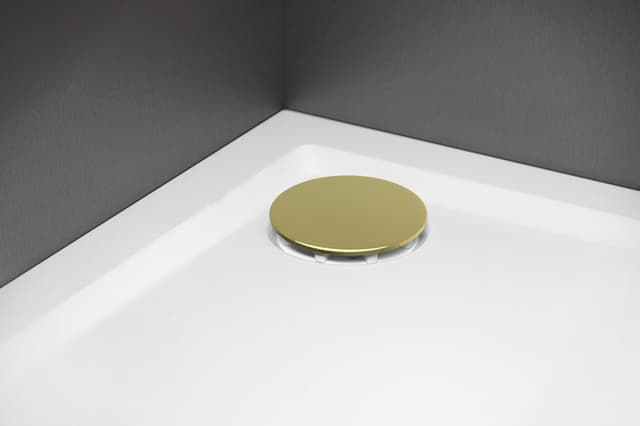 Syfon do brodzików, średnica 90mm, DN40, niski, maskownica złoto