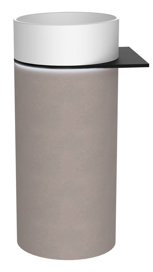 OASIS Umywalka ceramiczna wolnostojąca 40x89x48cm, półka ścienna, biała/beton pearl grey