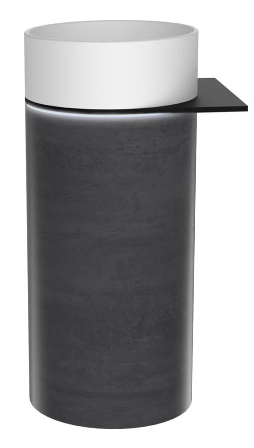 OASIS Umywalka ceramiczna wolnostojąca 40x89x48cm, półka ścienna, biała/beton Infinity