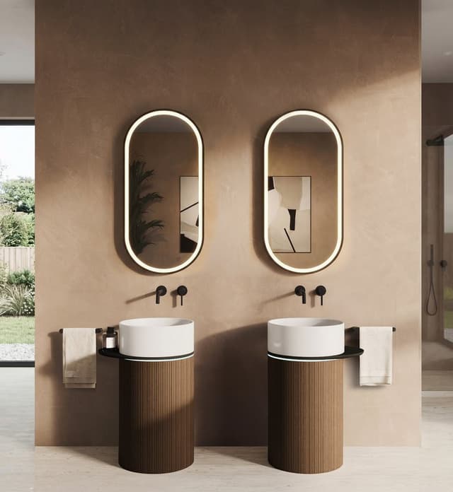 OASIS Umywalka ceramiczna wolnostojąca 40x89x52cm, półka do pomieszczenia, agila