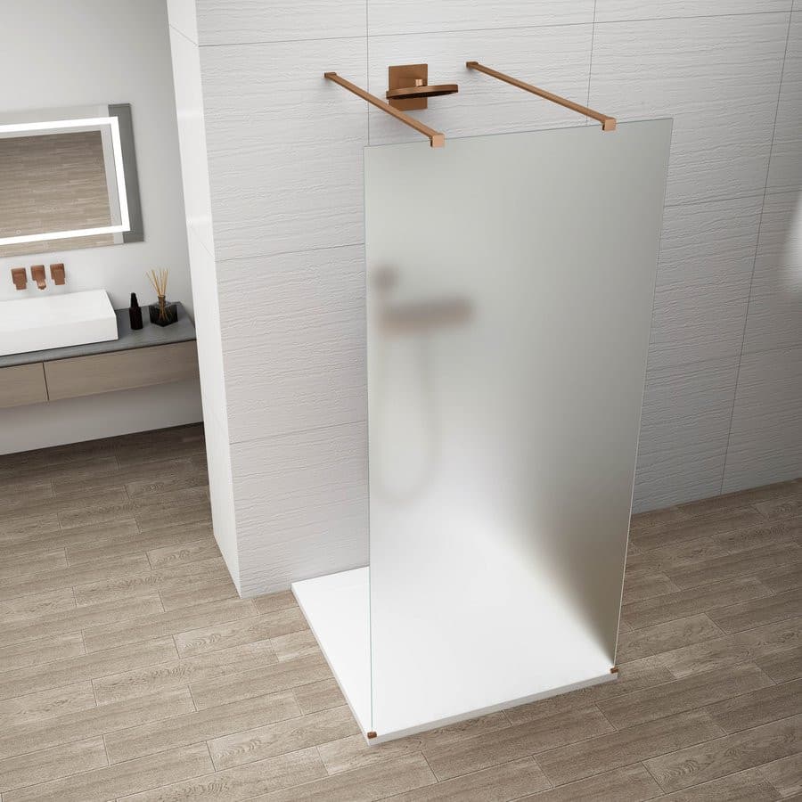 ESCA COPPER MATT jednoczęściowa kabina przysznicowa Walk-In, szkło mleczne, 1400 mm