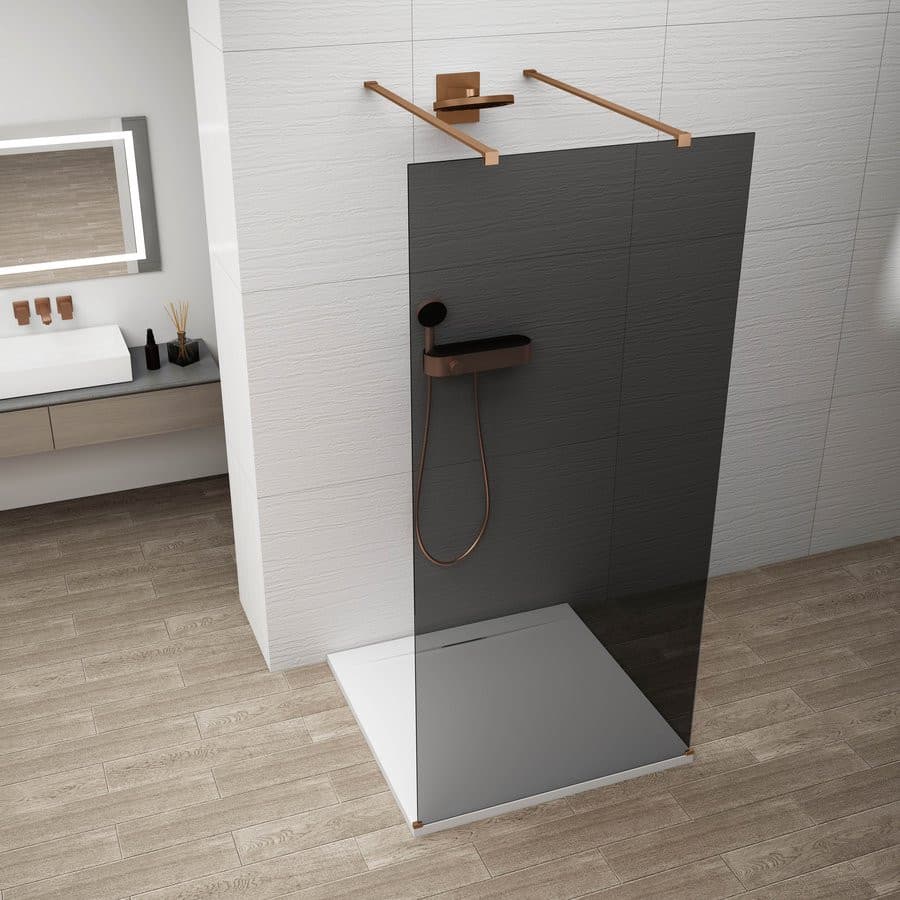 ESCA COPPER MATT jednoczęściowa kabina przysznicowa Walk-In, szklo dymione, 1200 mm