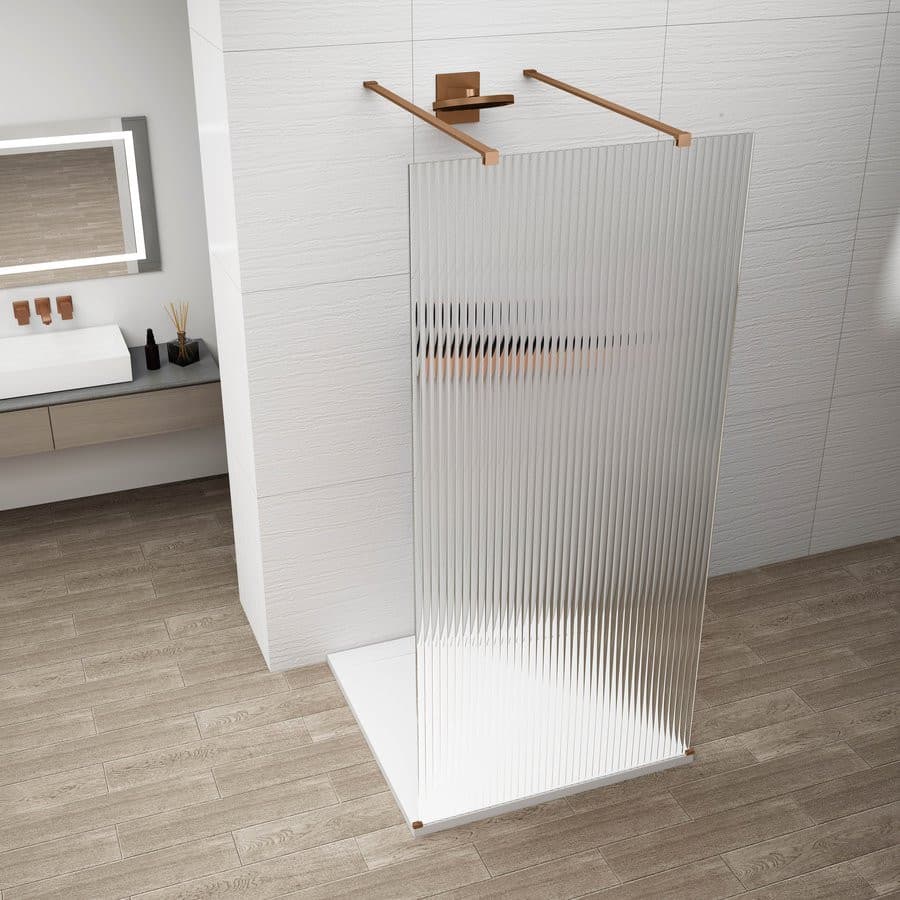 ESCA COPPER MATT jednoczęściowa kabina przysznicowa Walk-In, szklo Flute, 1000 mm