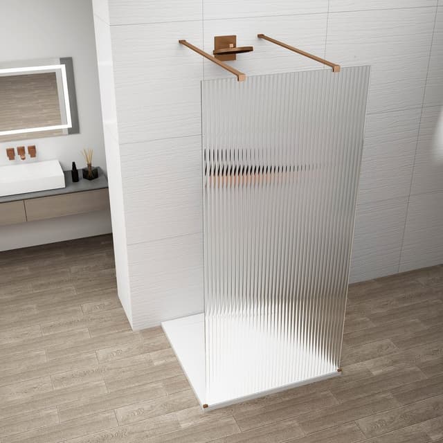 ESCA COPPER MATT jednoczęściowa kabina przysznicowa Walk-In, szklo Flute, 1500 mm