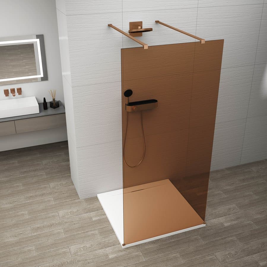 ESCA COPPER MATT jednoczęściowa kabina przysznicowa Walk-In, szklo Marron, 1400 mm