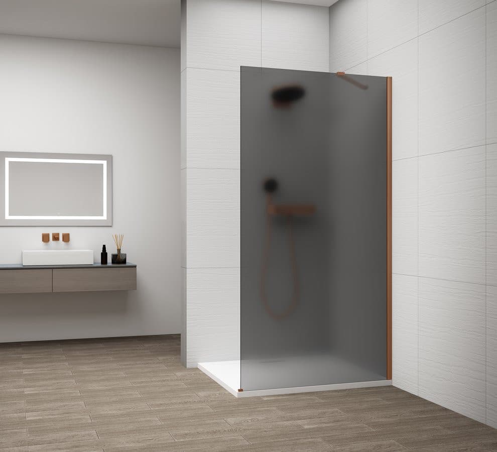 ESCA COPPER MATT jednoczęściowa kabina przysznicowa Walk-In, montaż przy ścianie, szkło mat dymione, 1000 mm