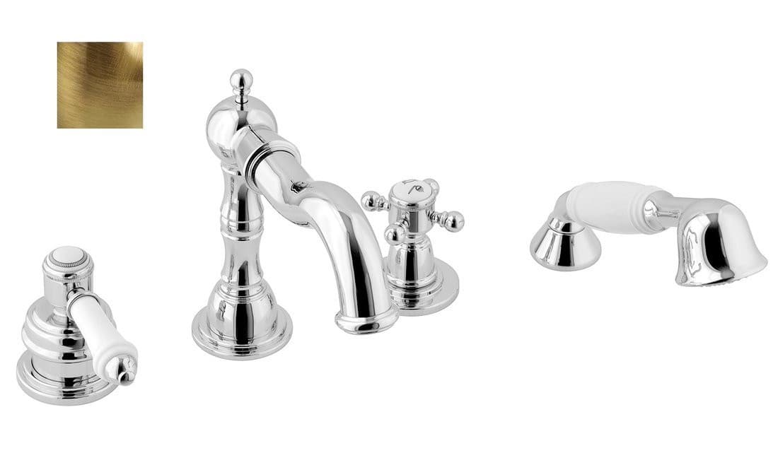 VIENNA bateria na brzeg wanny z wylewką retro, 4 -elementowa, brąz