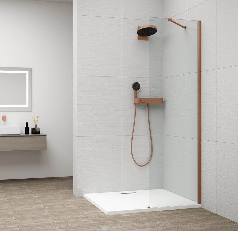 ESCA COPPER MATT jednoczęściowa kabina przysznicowa Walk-In, montaż przy ścianie, szkło czyste, 500 mm