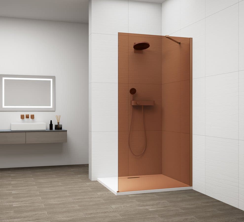 ESCA GUN METAL jednoczęściowa kabina przysznicowa Walk-In, montaż przy ścianie, szkło Marron, 1200 mm
