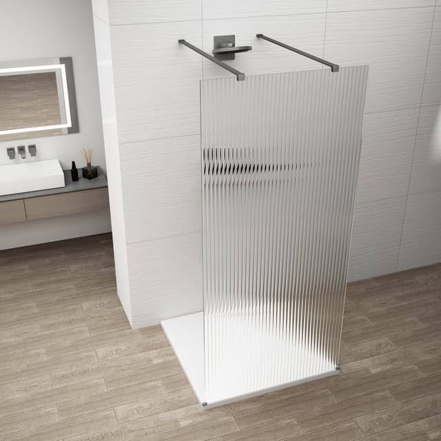 ESCA GUN METAL jednoczęściowa kabina przysznicowa Walk-In, szklo Flute, 1400 mm