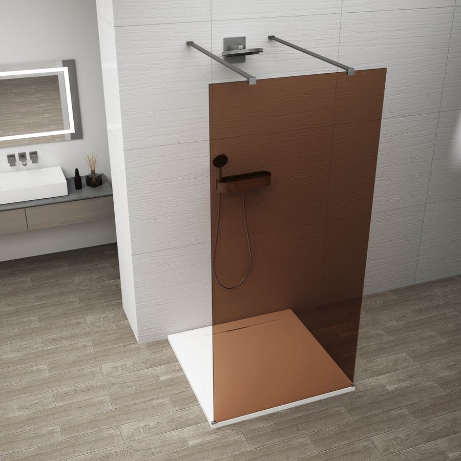 ESCA GUN METAL jednoczęściowa kabina przysznicowa Walk-In, szklo Marron, 1300 mm
