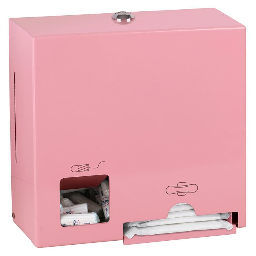 Dozownik tamponów i wkładek higienicznych, stal nierdzewna, różowy