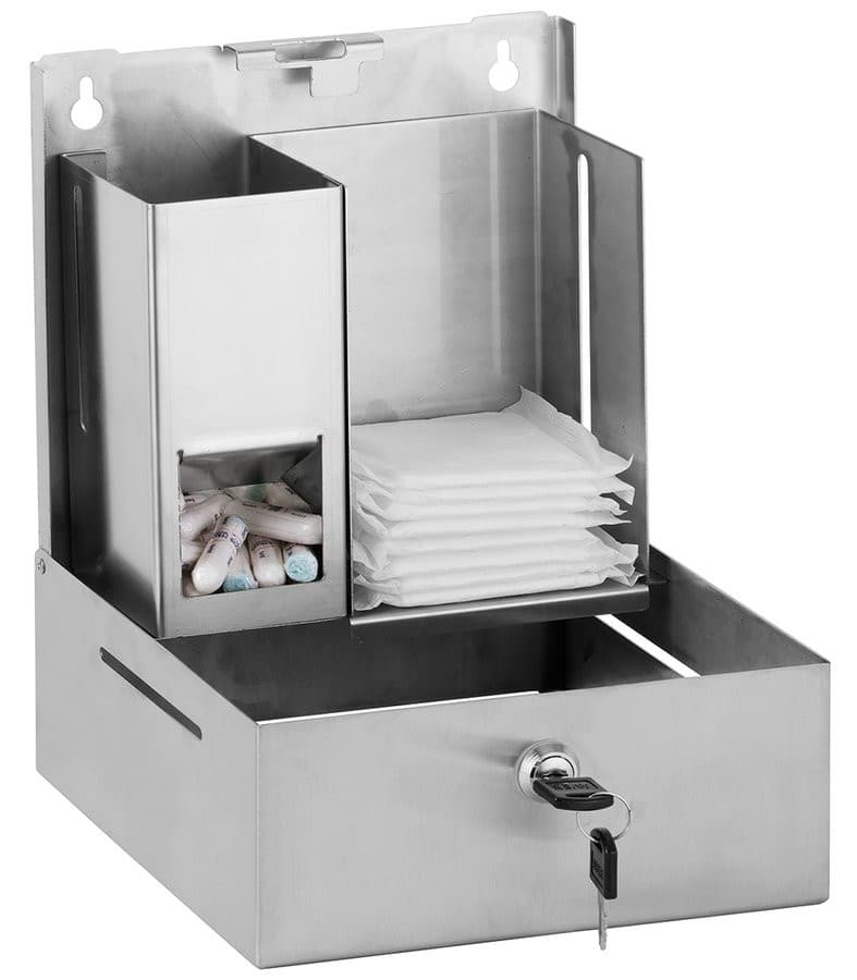 Dozownik tamponów i wkładek higienicznych, stal nierdzewna, biały