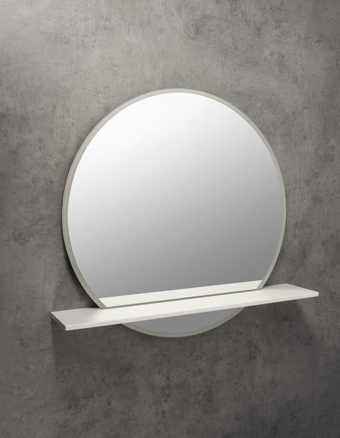 VISO okrągłe lustro z oświetleniem LED, ø 60cm, półką, biały mat