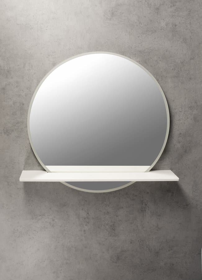 VISO okrągłe lustro z oświetleniem LED, ø 60cm, półką, biały mat
