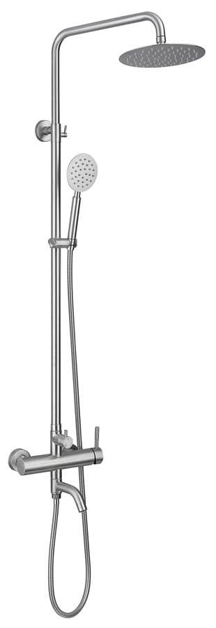 MINIMAL kolumna wannowa z baterią dźwigniową i wylewką, stal nierdzewna