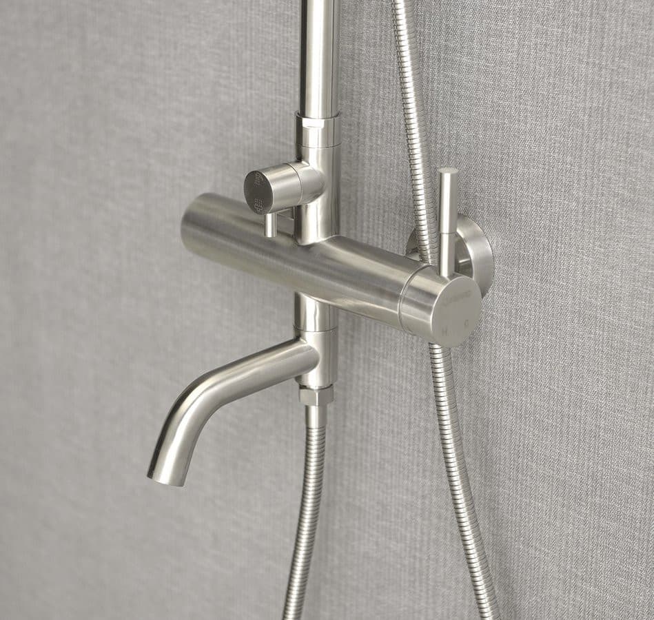 MINIMAL kolumna wannowa z baterią dźwigniową i wylewką, stal nierdzewna