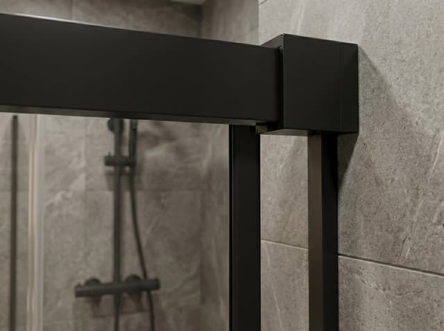 LUXOR BLACK drzwi prysznicowe wejście z rogu 800mm, szkło czyste