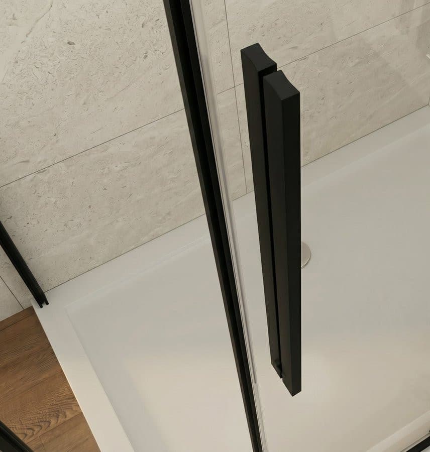 LUXOR BLACK drzwi prysznicowe wejście z rogu 1000mm, szkło czyste