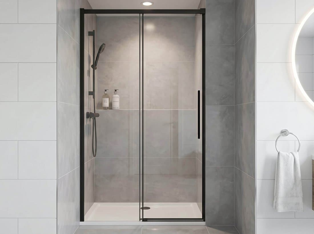 LUXOR BLACK drzwi prysznicowe 1200mm, szkło czyste