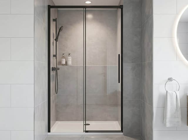 LUXOR BLACK drzwi prysznicowe 1400mm, szkło czyste