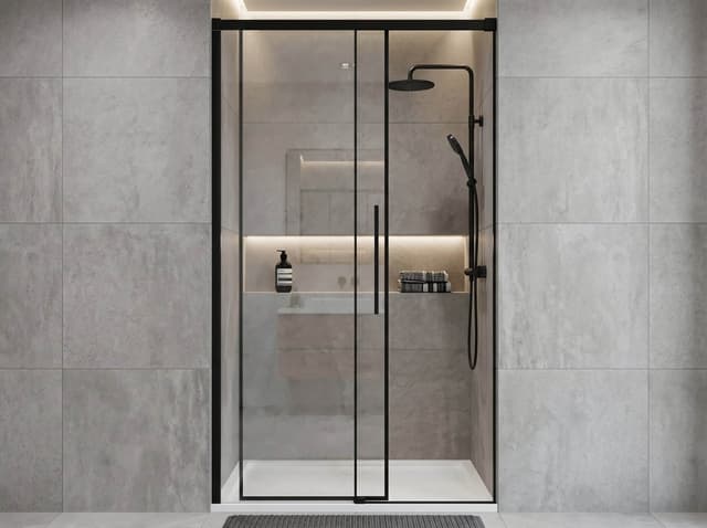 LUXOR BLACK drzwi prysznicowe 1400mm, szkło czyste