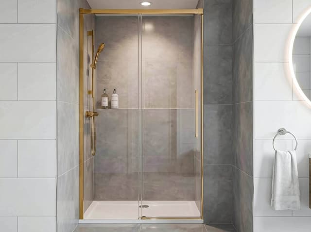 LUXOR GOLD MATT drzwi prysznicowe 1200mm, szkło czyste