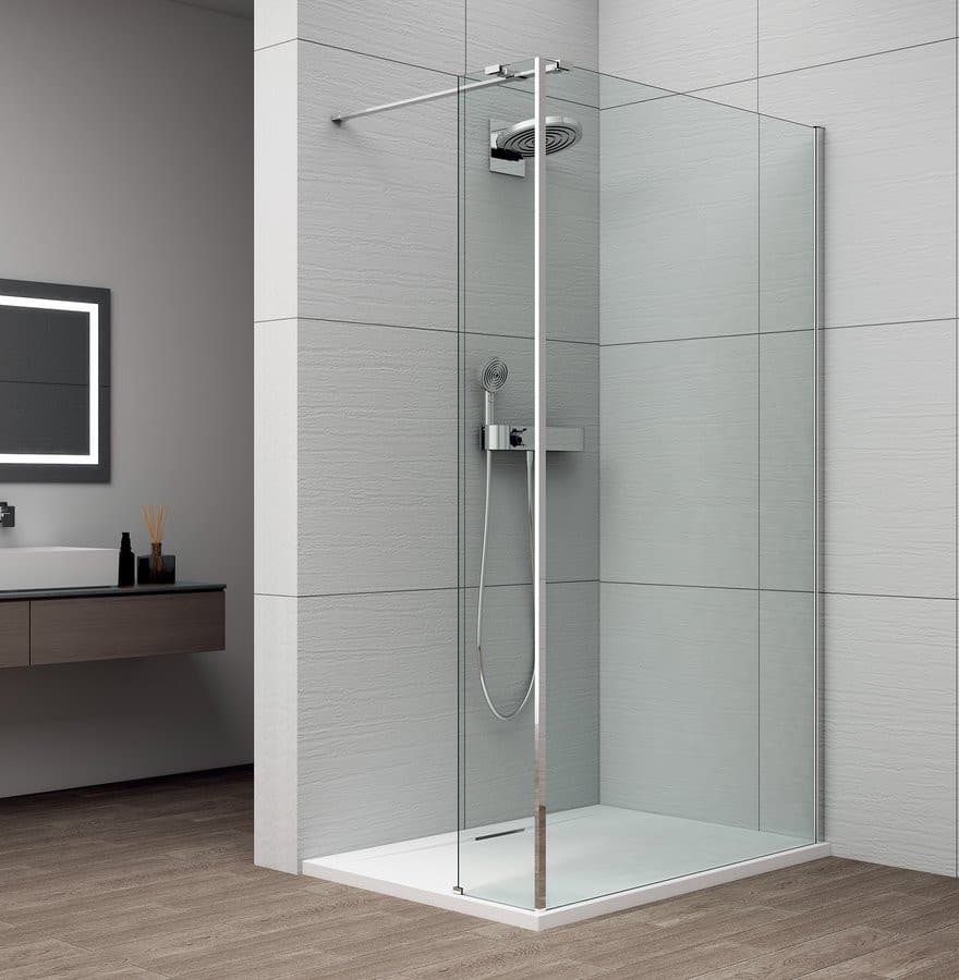 ESCA CHROM kabina prysznicowa Walk-in do montażu do ściany 700mm dodatkowy panel 385mm, szkło czyste
