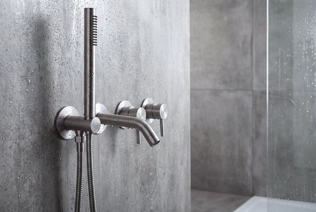 MINIMAL bateria wannowa podtynkowa, kompletna, 2 wyjścia, stal nierdzewna mat