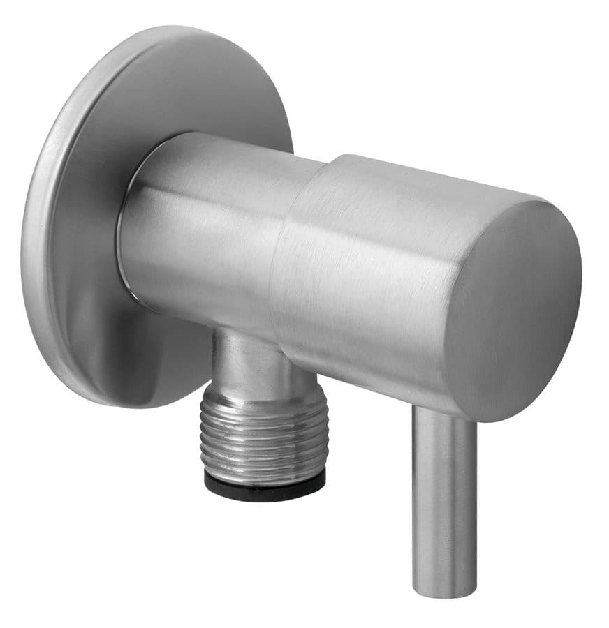 MINIMAL zawór kątowy z rozetą 1/2"x 3/8", stal nierdzewna mat