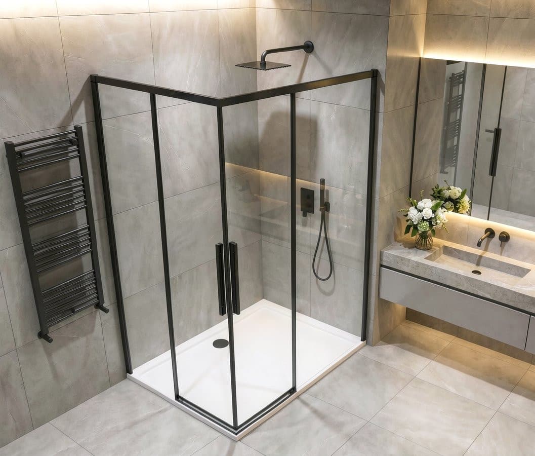 LUXOR BLACK kabina prysznicowa prostokątna 1000x800mm wariant L/P, wejście z rogu