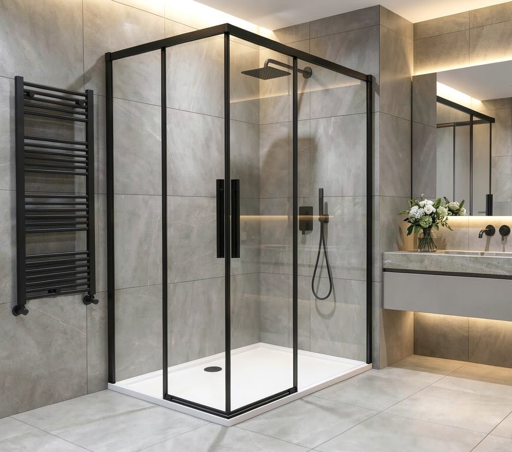 LUXOR BLACK kabina prysznicowa prostokątna 1000x900mm wariant L/P, wejście z rogu