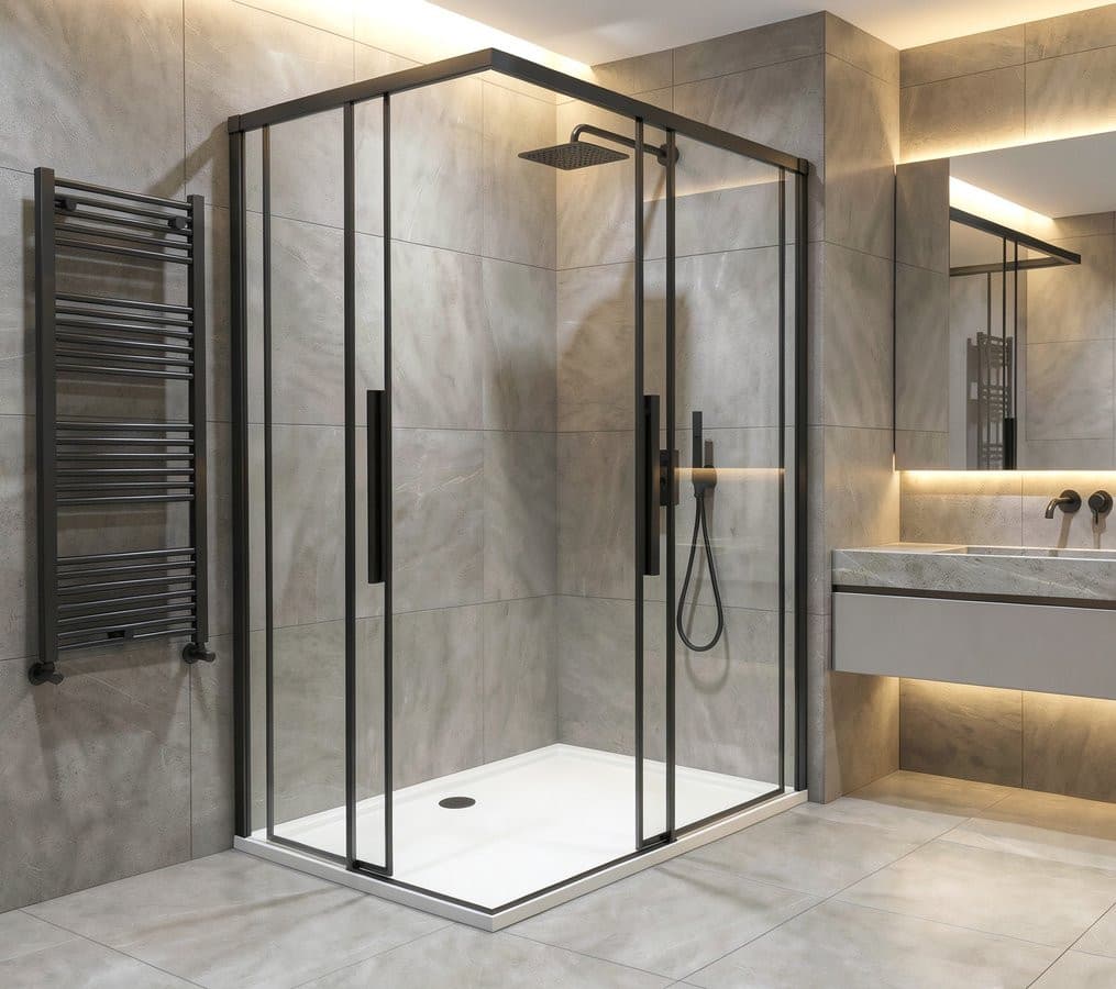 LUXOR BLACK kabina prysznicowa prostokątna 1000x900mm wariant L/P, wejście z rogu