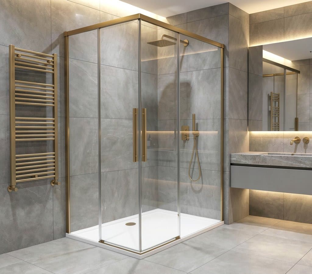 LUXOR GOLD MATT kabina prysznicowa prostokątna 1000x900mm wariant L/P, wejście z rogu