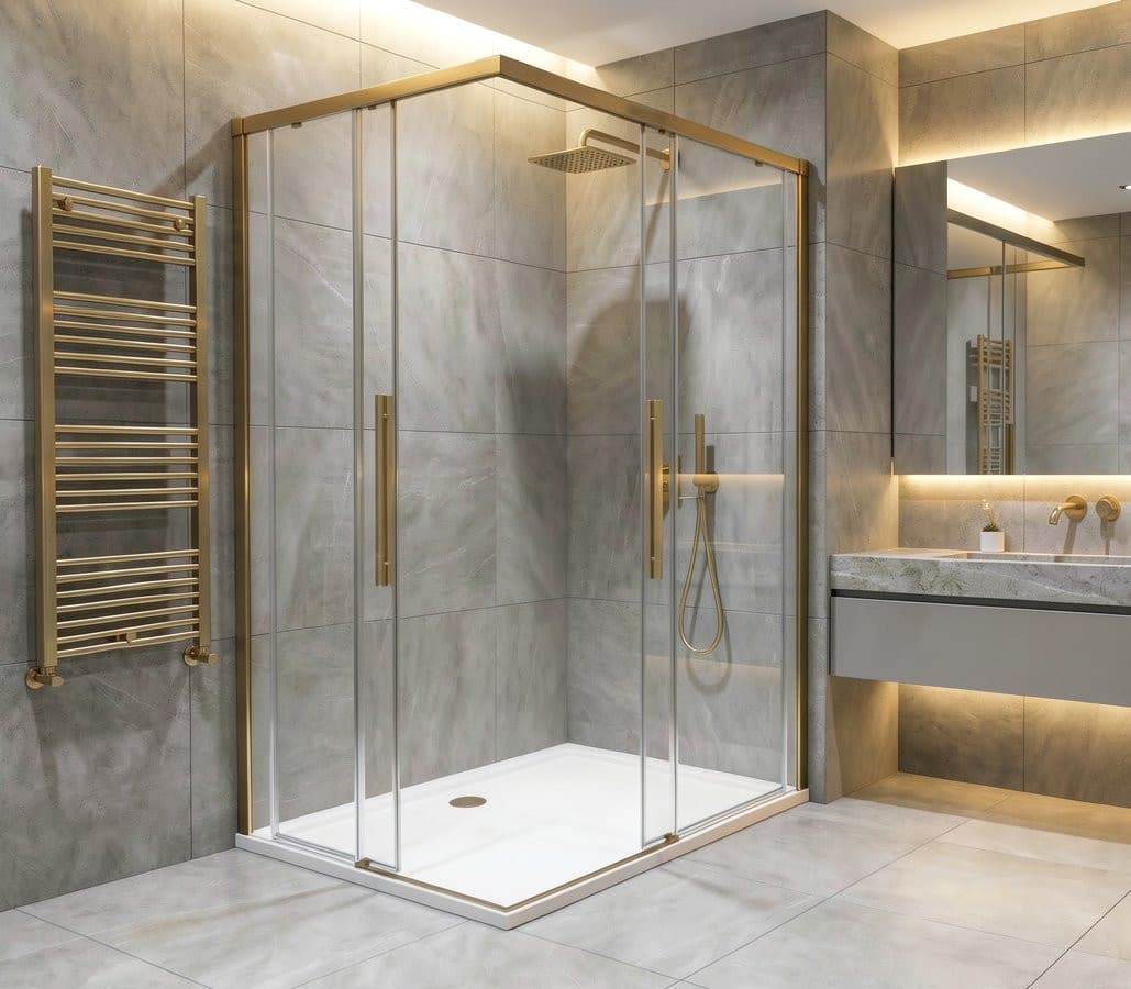 LUXOR GOLD MATT kabina prysznicowa prostokątna 1000x900mm wariant L/P, wejście z rogu