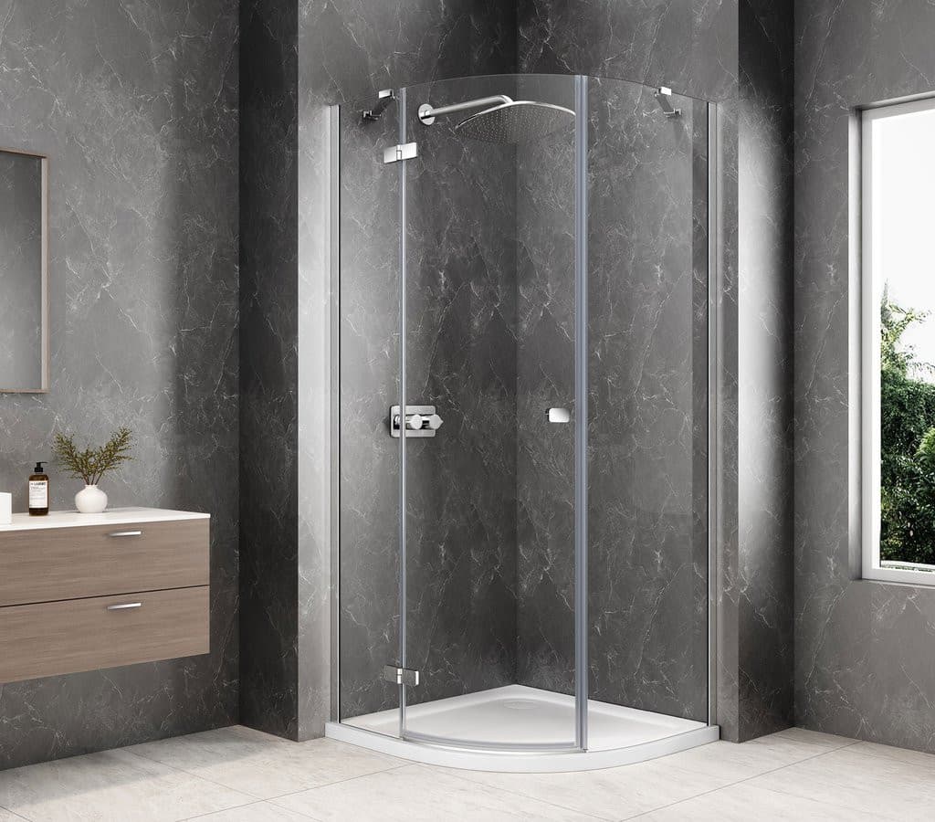 GLOBE CHROME kabina prysznicowa półokrągła 800x800mm, szkło czyste, lewe