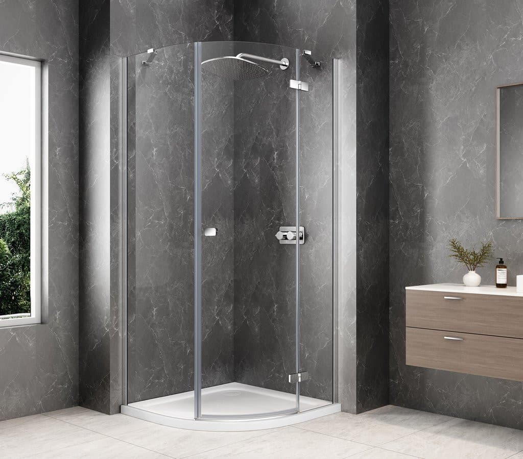 GLOBE CHROME kabina prysznicowa półokrągła 800x800mm, szkło czyste, prawe