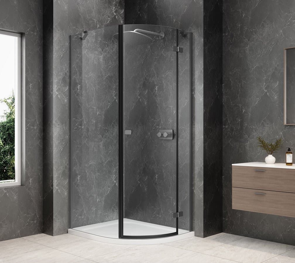 GLOBE GUN METAL kabina prysznicowa półokrągła 800x900mm, szkło czyste, prawe