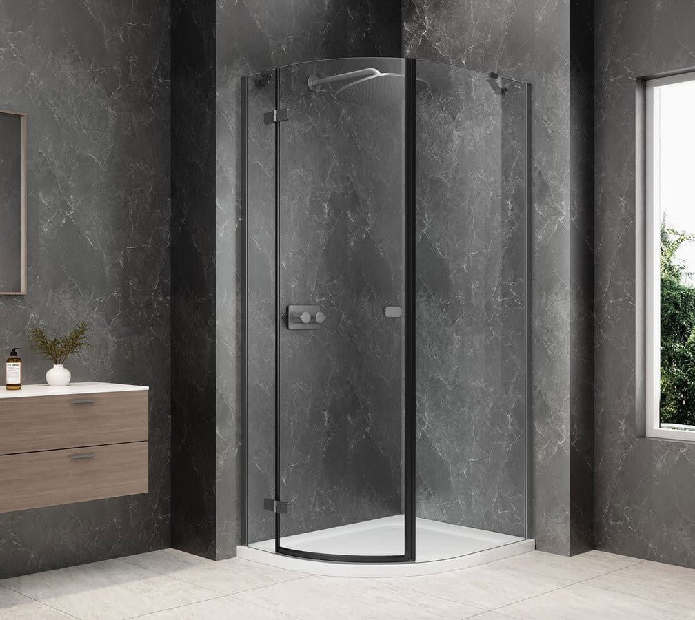 GLOBE GUN METAL kabina prysznicowa półokrągła 900x1000mm, szkło czyste, lewe