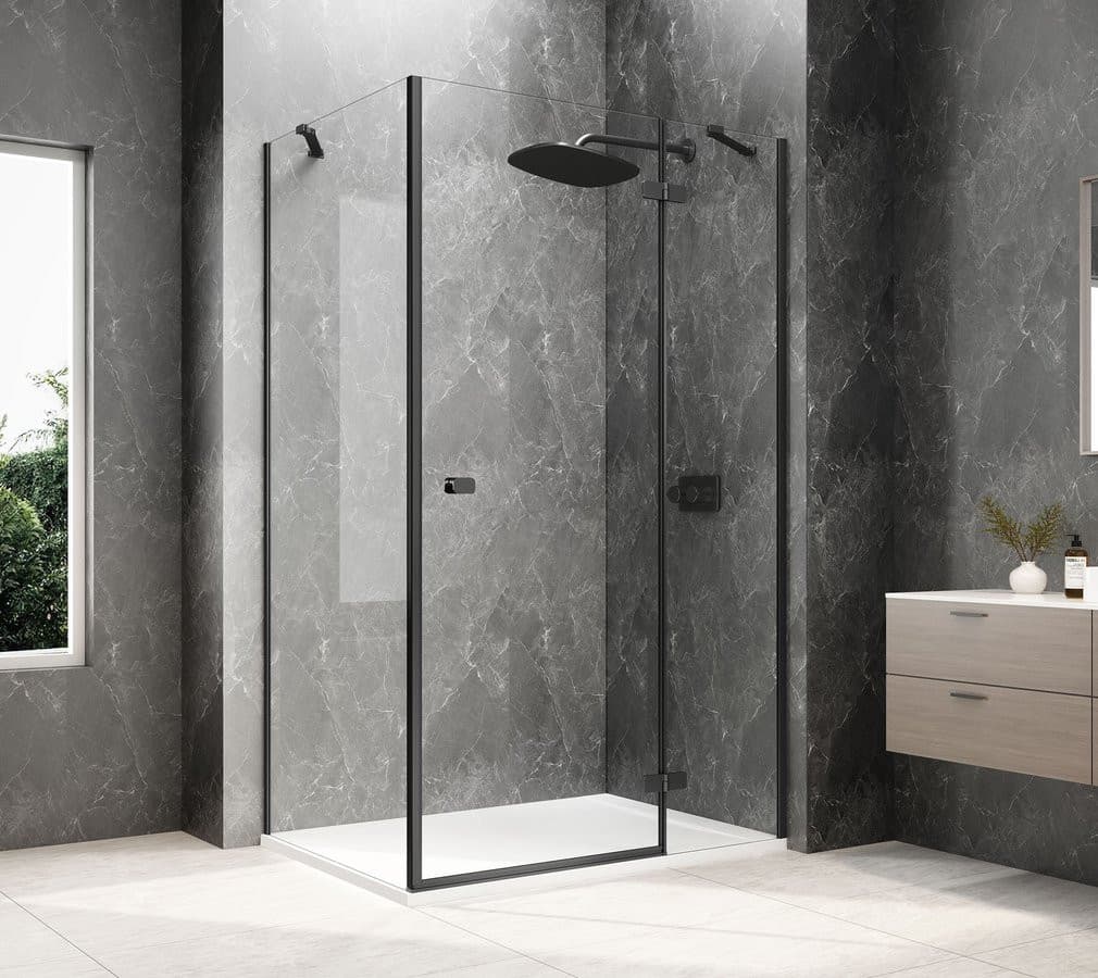 GLOBE BLACK prostokątna kabina prysznicowa 1200x800mm, szkło czyste, prawe