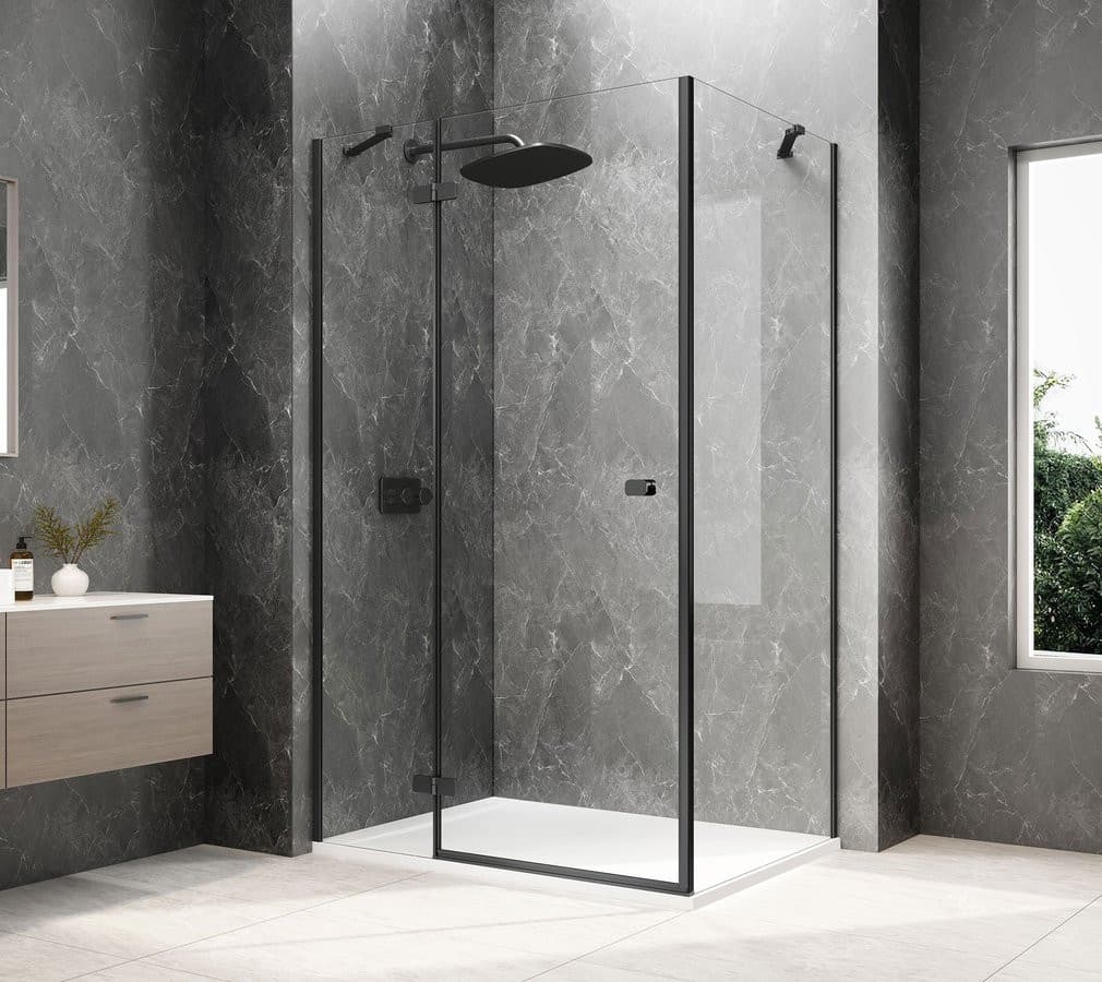 GLOBE BLACK prostokątna kabina prysznicowa 800x900mm, szkło czyste, lewe