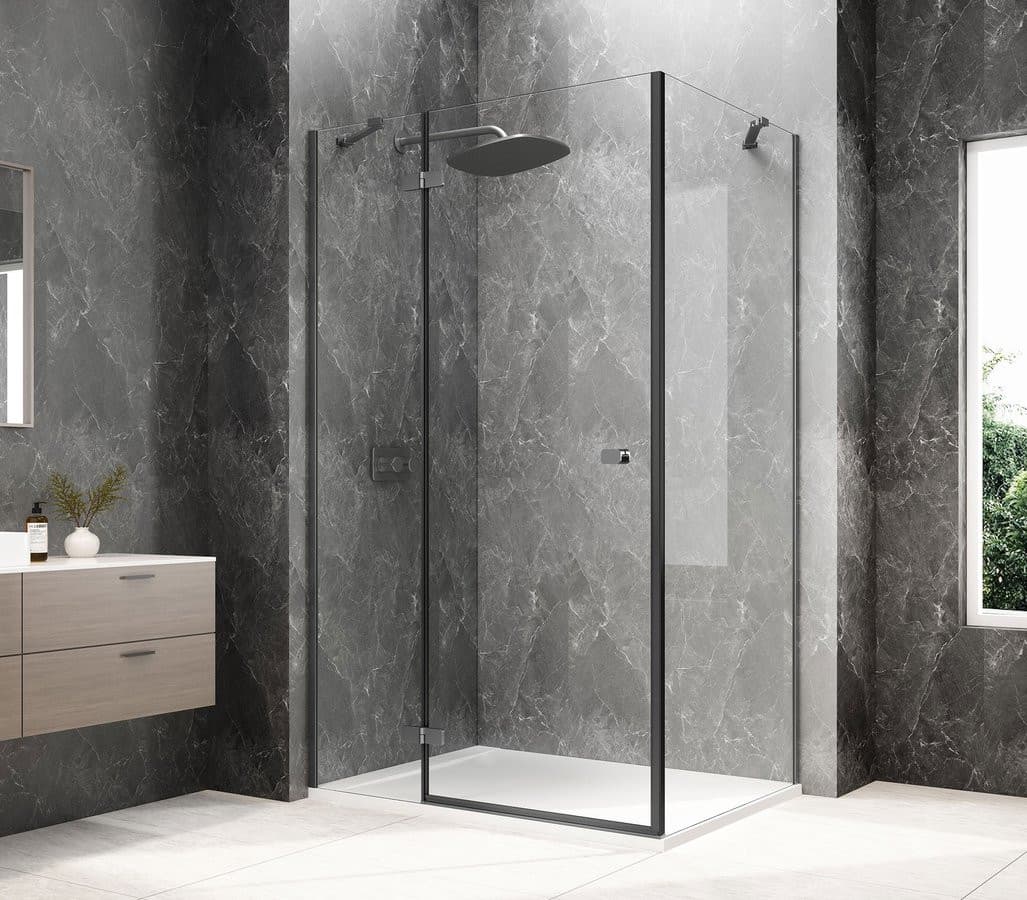 GLOBE GUN METAL prostokątna kabina prysznicowa 800x1000mm, szkło czyste, lewe