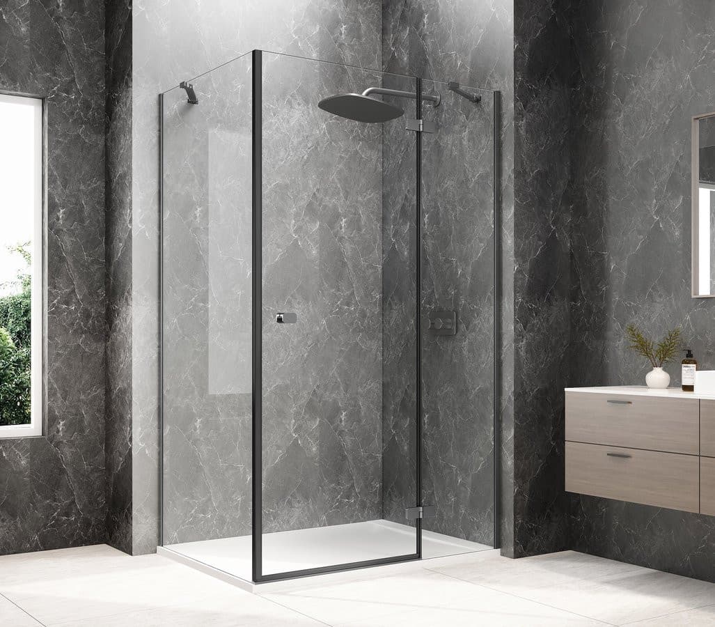 GLOBE GUN METAL prostokątna kabina prysznicowa 800x1000mm, szkło czyste, prawe